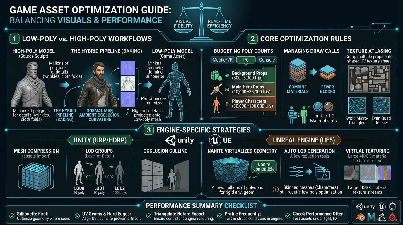 Low-Poly vs. High-Poly 3D Modeling: Optimization Rules for Unreal & Unity